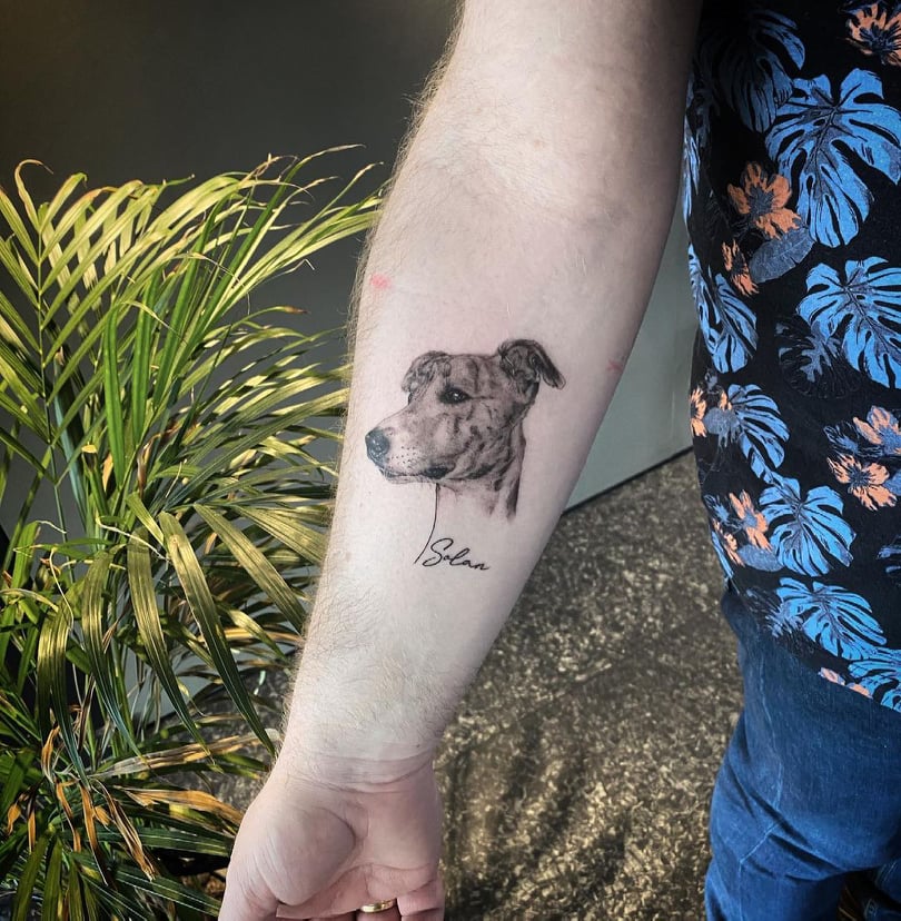 hand tattoos for men - dog tattoo - The Dashing Man