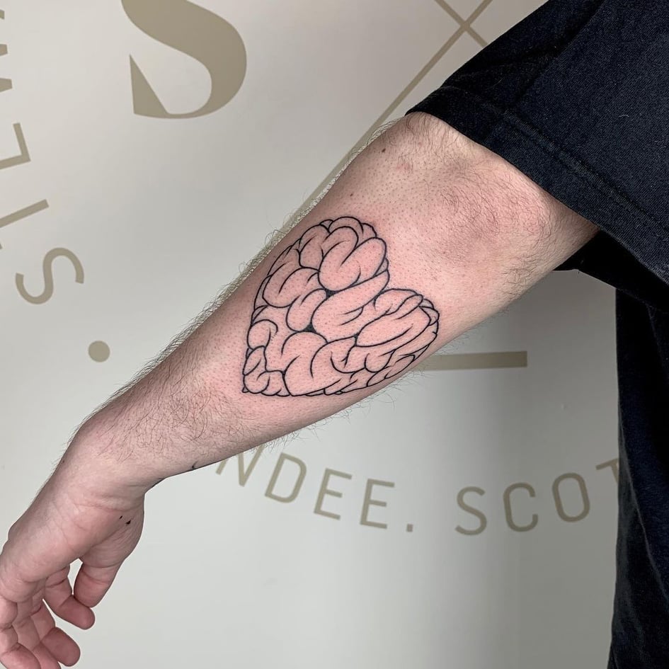 hand tattoos for men - heard and brain tattoo - The Dashing Man