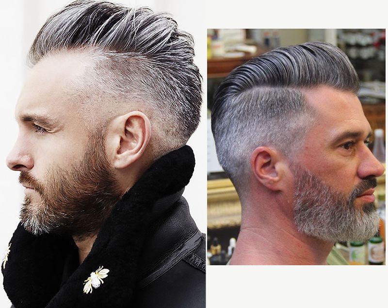 men's hairstyles - Modern silver Pompadour with Taper Fade hairstyle - The Dashing Man