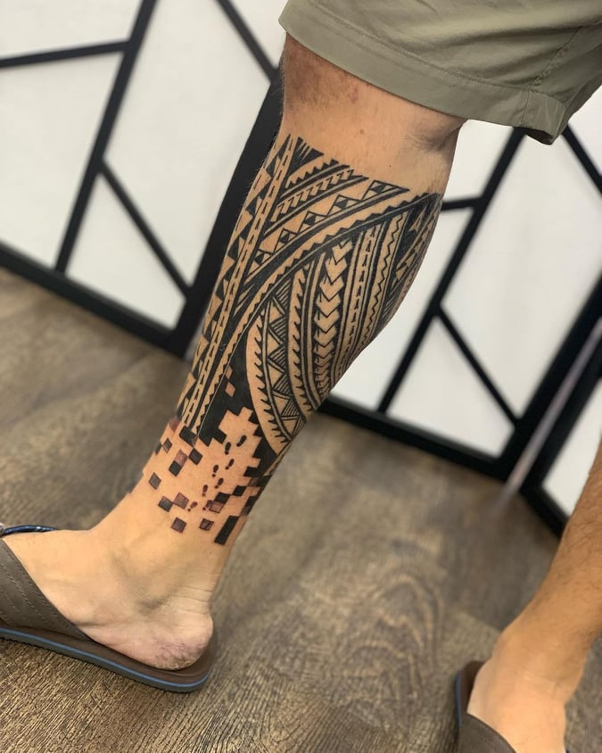 tribal tattoos - Leg Tattoo -The Dashing Man