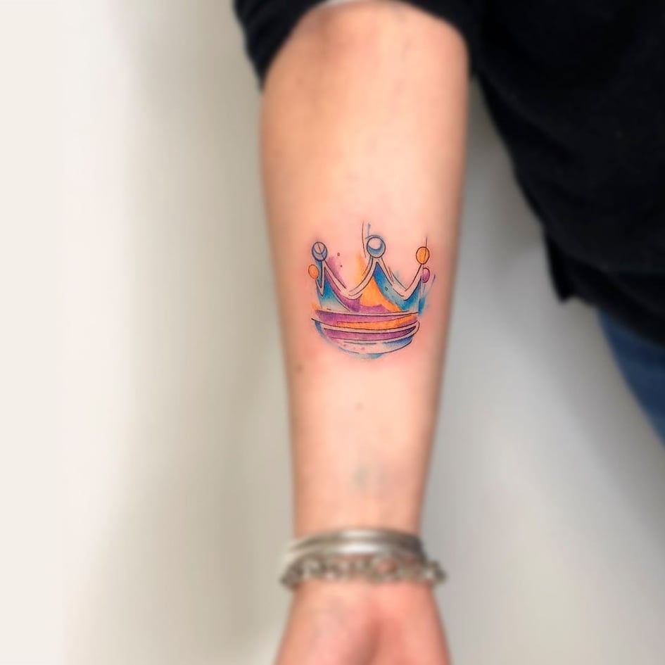 colorful Crown Tattoo - The Dashing Man