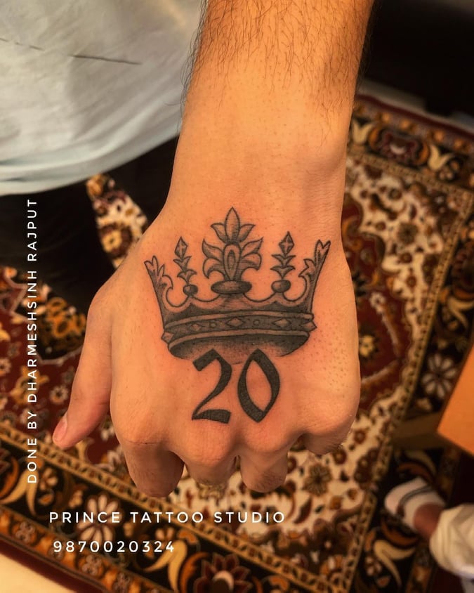 personalized number Crown Tattoo - The Dashing Man