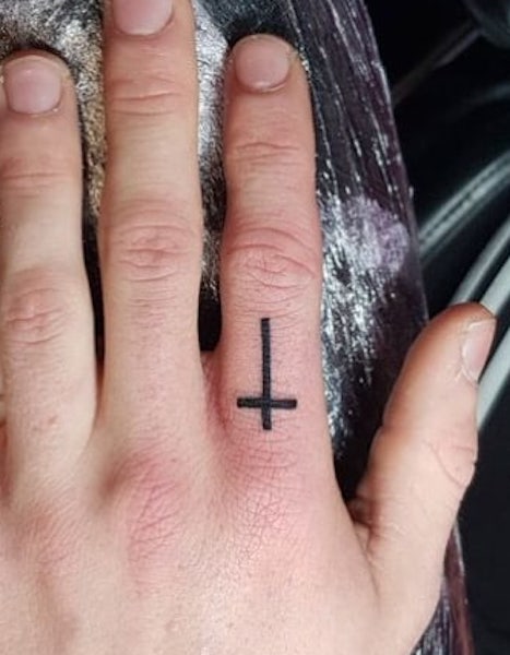 cross finger tattoo for men - The Dashing Man