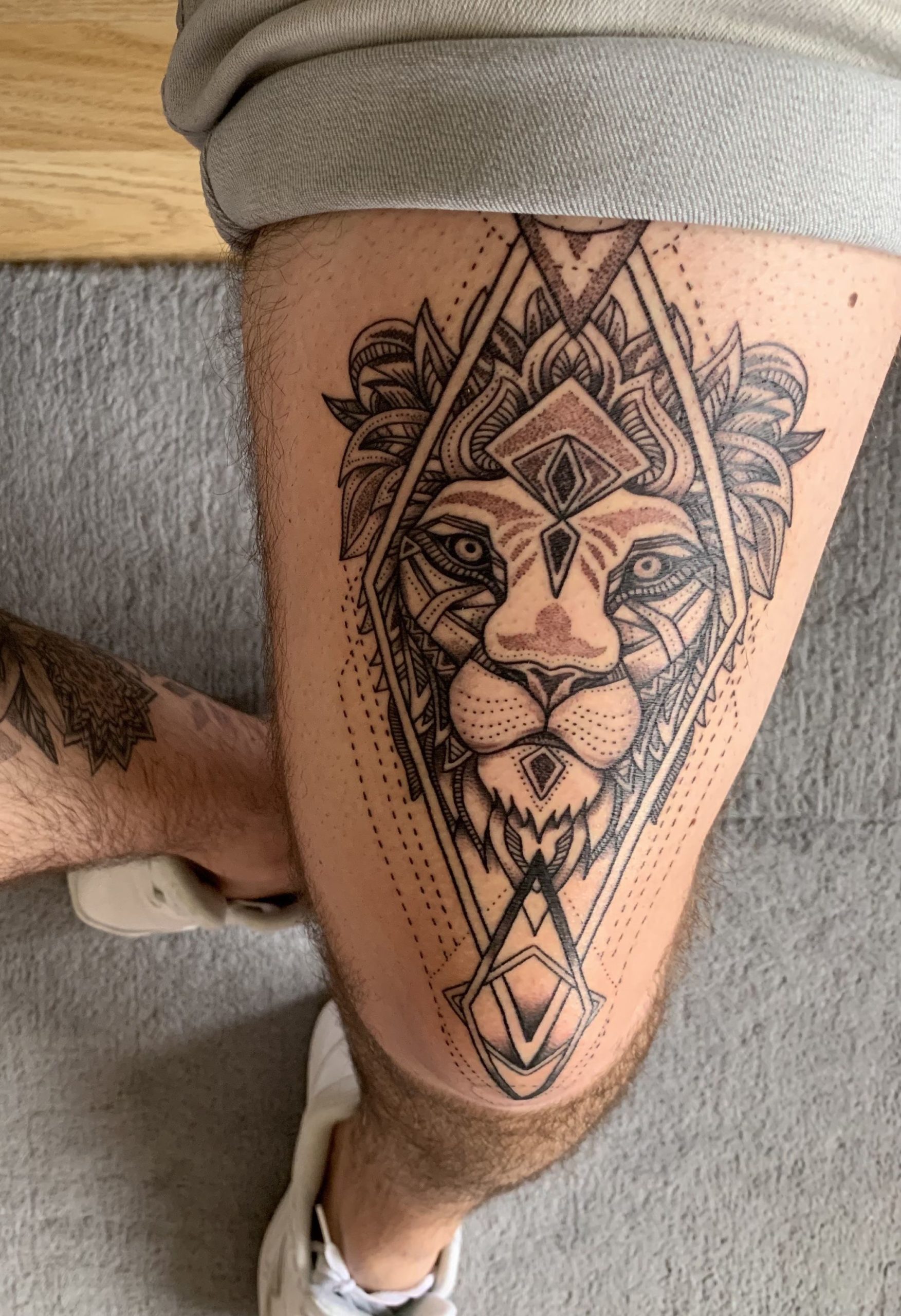 Unique Lion Thigh Tattoos For Men - The Dashing Man