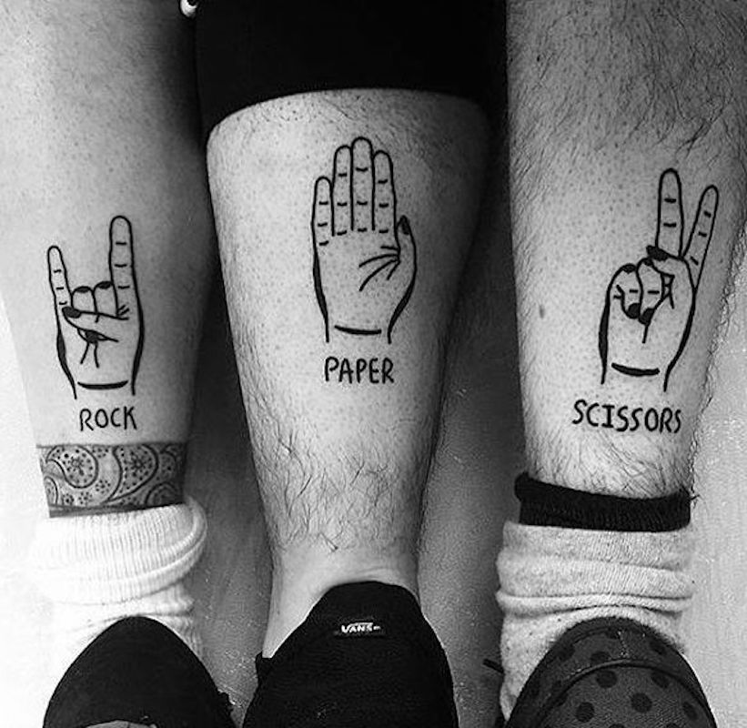 rock paper scissors best friends tattoos - The Dashing Man 