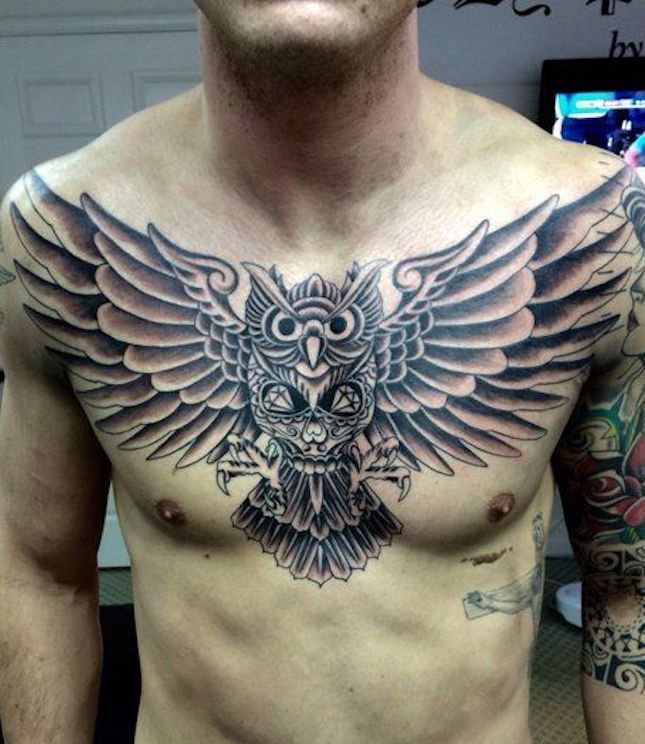 owl tattoos for men on chest - The Dashing Man -1